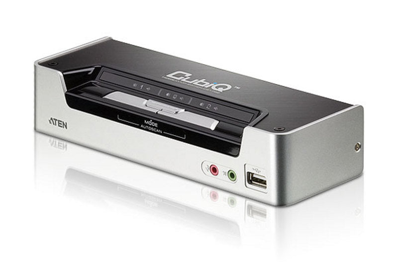 Aten Desktop KVMP Switch 2 Port Single Display HDMI w/ Dolby HD audio, 2x Custom KVM Cables Included, 2x USB Port, Selection Via Front Panel Aten Desktop KVMP Switch 2 Port Single Display HDMI w/ Dolby HD audio, 2x Custom KVM Cables Included, 2x USB Port, Selection Via Front Panel